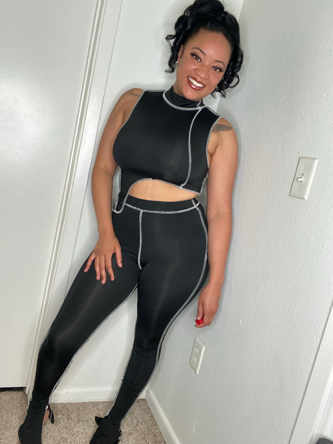 Inside Out Pants Set-Black