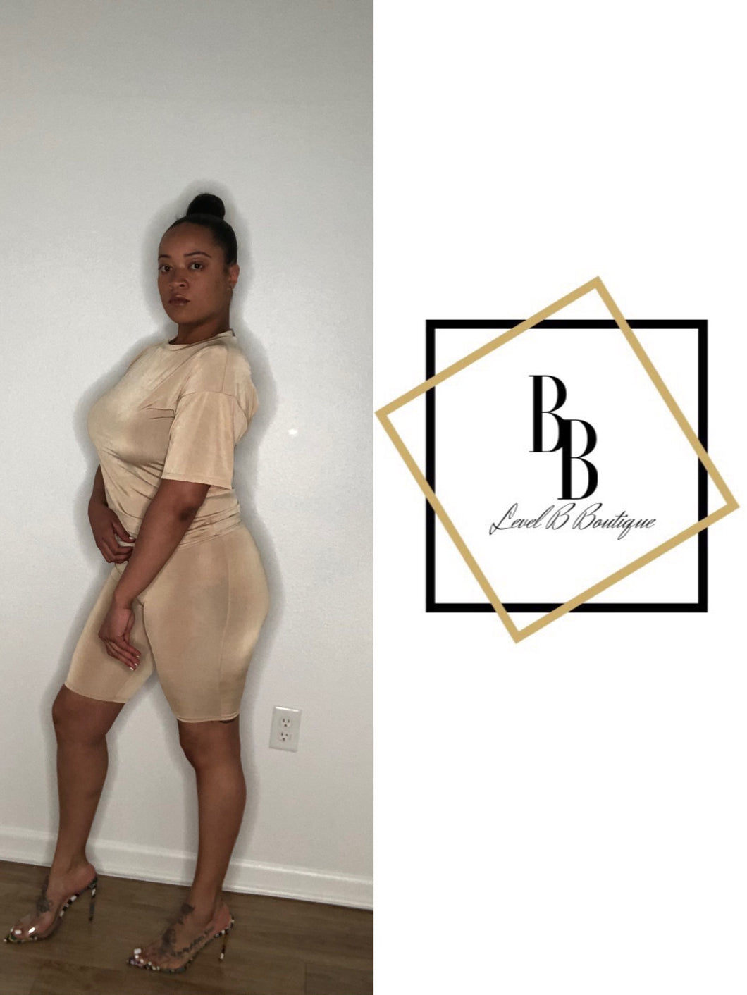 In the nude biker short set